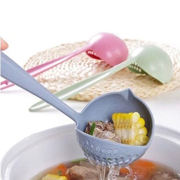 2-in-1 Wheat Straw Kitchen Soup Spoon & Colander Strainer - Picture 2 of 7